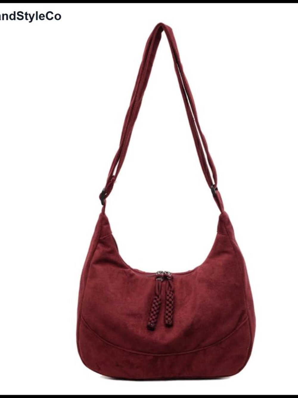 Vegan Leather Suede Slouchy Hobo Shoulder Bag Tote Purse Foldable Crossbody